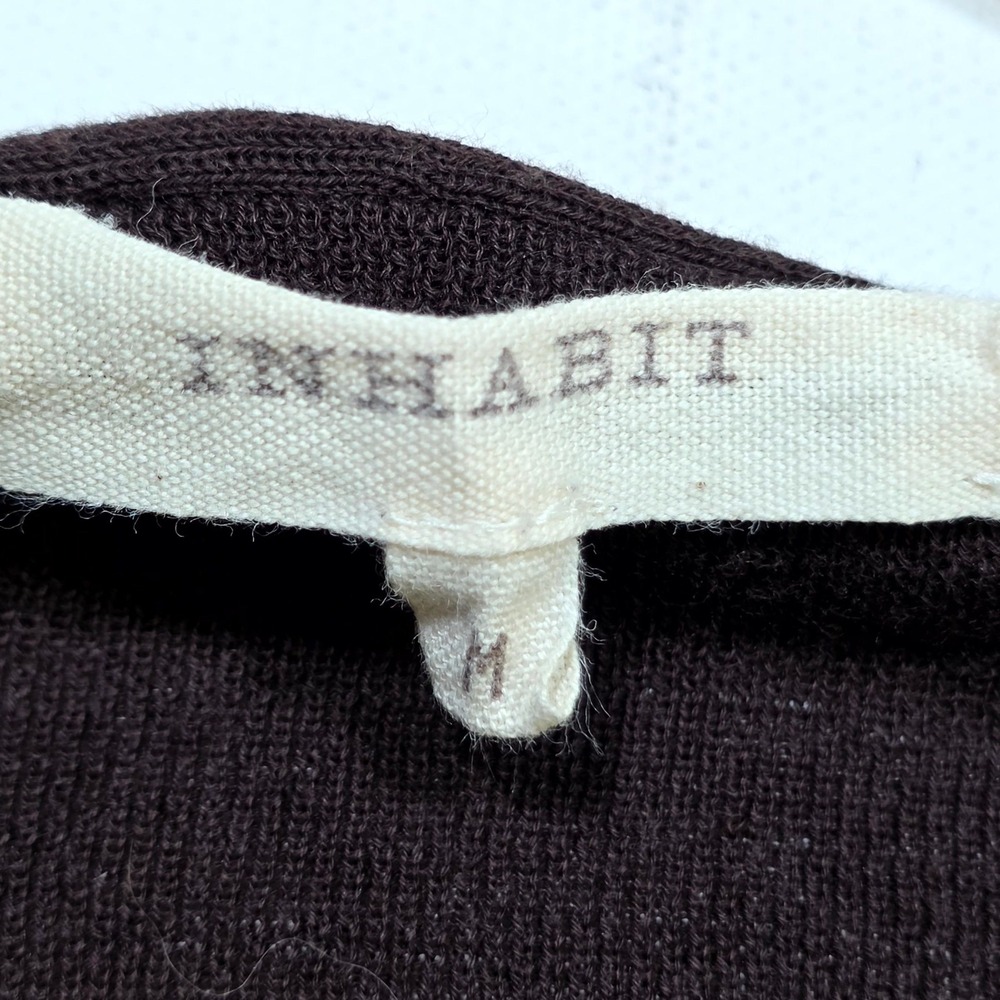 Inhabit V-Neck Sweater Womens Medium Brown Long Sleeve Slim Fit Minimalist Basic - Picture 5 of 6